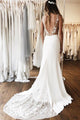 Mermaid V-Neck Backless Sweep Train Wedding Dress with Appliques OHD259