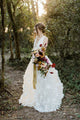 A-Line V-Neck Backless Floor-Length Wedding Dress with Appliques OHD251