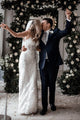 Mermaid/Trumpet Spaghetti Straps Sweep Train Backless Wedding Dress with Appliques OHD270