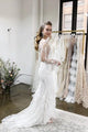 Mermaid V-Neck Long Sleeves Sweep Train Lace Bohemian Wedding Dress with Split OHD269
