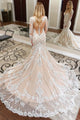 Mermaid V-Neck Long Sleeves Court Train Wedding Dress with Appliques OHD254