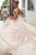 A-Line V-Neck Backless Sweep Train Pink Wedding Dress with Appliques OHD255