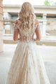 A-Line Off-the-Shoulder Long Sleeves Appliqued Wedding Dress with Beading OHD253