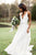 Cheap A-Line V-Neck Sweep Train White Chiffon Beach Wedding Dress with Beading OHD266