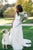 Cheap A-Line V-Neck Sweep Train White Chiffon Beach Wedding Dress with Beading OHD266