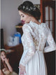 A-Line V-Neck Long Sleeves Sweep Train Chiffon Wedding Dress with Lace OHD033 | Cathyprom