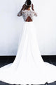 Elegant A-Line V-Neck Open Back Long Sleeves Wedding Dress with Lace OHD037 | Cathyprom