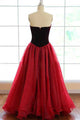 Ball Gown Sweetheart Sweep Train Burgundy Tulle Pleated Prom Dress Q54