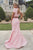 Modern Jewel Open Back Sweep Train Pink Two Piece Mermaid Prom Dress with Pearls LPD42 | Cathyprom