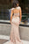 Two Piece Crew Sweep Train Blush Lace Open Back Prom Dress with Sequins Q30