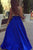 A-Line Deep V-Neck Floor-Length Royal Blue Prom Dress With Beading Pockets OHC015 | Cathyprom