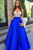 A-Line Deep V-Neck Floor-Length Royal Blue Prom Dress With Beading Pockets OHC015 | Cathyprom