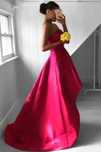 Fabulous Strapless High Low Fuchsia Pleated Prom Dress LPD62 | Cathyprom
