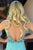 A-line Deep V-neck Sleeveless Sweep Train Backless Blue Prom Dress with Beading LPD34 | Cathyprom