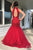 Luxurious High Neck Open Back Floor-Length Red Mermaid Prom Dress with Sequins Pearls LPD58 | Cathyprom