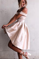 A-Line High Low Off Shoulder Sleeveless Homecoming Dresses OHM063 | Cathyprom