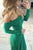 Sheath Off the Shoulder Long Sleeves Floor Length Green Prom Dress with Ruched P92 | Cathyprom