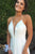 A-line Halter Floor Length Split White Backless Prom Dress with Pleats P78 | Cathyprom