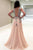 A-Line V-Neck Floor-Length Pink Tulle Prom Dress with Beading P61