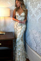 Mermaid V-Neck Floor-Length Champagne Lace Prom Dress with Sequins OHC062 | Cathyprom