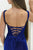 Mermaid Deep V-Neck Sweep Train Navy Blue Velvet Lace Up Prom Dress Z42