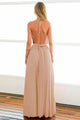 A-Line Halter Backless Floor-Length Blush Prom Dress with Pleats OHC065 | Cathyprom