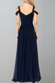 A-Line Straps Floor-Length Navy Blue Chiffon Prom Dress OHC067 | Cathyprom