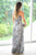 A-Line One-Shoulder Floor-Length Grey Print Chiffon Prom Dress with Beading P15