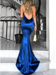 Mermaid Spaghetti Straps Sweep Train Royal Blue Prom Dress OBT001 | Cathyprom