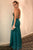 Mermaid Cross Neck Floor-Length Dark Green Satin Prom Dress with Beading Q91