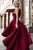 A-Line Halter High Low Asymmetrical Burgundy Lace Sleeveless Prom Dress with Ruched Q90