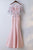 Mermaid Crew Floor-Length Pink Satin Prom Dress with Appliques Ruffles Q82