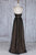 A-Line Deep V-Neck Sweep Train Black Tulle Backless Prom Dress Q72