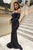 Mermaid Off-the-Shoulder Long Sleeves Navy Blue Sequined Prom Dress L40 | Cathyprom