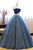 Ball Gown Sweetheart Court Train Navy Blue Lace Prom Dress with Beading Q47