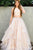 Two Piece Jewel Sweep Train Pink Chiffon Prom Dress with Beading Ruffles Q3