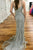 Mermaid Spaghetti Straps Sweep Train Silver Tulle Prom Dress with Beading Z26
