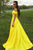 A-Line Off-the-Shoulder Swewep Train Yellow Satin Sleeveless Prom Dress with Pockets Z11