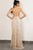 A-Line Deep V-Neck Sweep Train Split Criss-Cross Straps Champagne Prom Dress with Sequins Z28