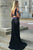 Two Piece Deep V-Neck Cold Shoulder Sweep Train Split Prom Dress with Beading C8