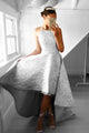 A-Line Halter Hi-Lo Floor-Length Sleeveless Grey Satin Prom Dress with Lace P37