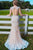 Mermaid Jewel Sweep Train Open Back Champagne Tulle Prom Dress with Applqiues Beading P23