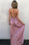 A-Line V-Neck Criss-Cross Straps Floor-Length Rose Pink Prom Dress L56 | Cathyprom
