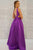 A-Line Deep V-Neck Backless Floor-Length Purple Satin Prom Dress with Pockets OHC019 | Cathyprom