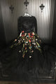 Two Piece Crew Long Sleeves Black Prom Dress with Lace Appliques OHC554