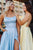 A-Line Spaghetti Straps Criss-Cross Back Light Blue Prom Dress with Pockets Split LPD96 | Cathyprom