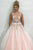 A-Line V-Neck Floor-Length Pink Prom Dress with Appliques Beading L39 | Cathyprom