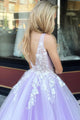 A-Line V-Neck Floor-Length Pink Prom Dress with Appliques Pearls OVR002 | Cathyprom