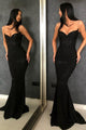 Mermaid Spaghetti Straps Floor-Length Black Sequined Prom Evening Dress OHC006 | Cathyprom