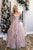 A-Line Sweetheart Floor-Length Lilac Tiered Prom Dress with Lace OHC560